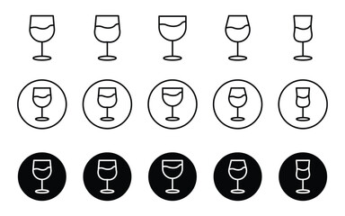 Poster - Wine Glass icon set in outline, Set of wine and champagne glass, drinks glasses vector. perfect for bar menus, drink designs, wine labels.