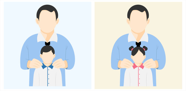 Loving Father's Day Designs for  Dad and Child, Parent and Child Silhouette Concept Father and Child Celebration,  minimalist flat illustration showing the emotional bond between father and child
