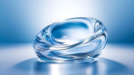 Glass bowl, studio, blue background, product display