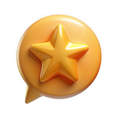 Leinwandbilder - Golden star inside a glossy orange speech bubble isolated on transparent background