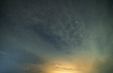 Canvas Print - beautiful night sky background, with long exposure clouds, starry sky.