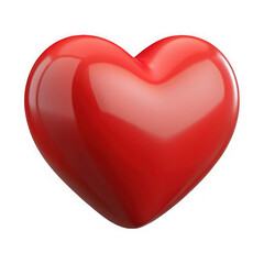 Leinwandbilder - Shiny red 3d heart shape symbol of love and affection isolated on transparent background