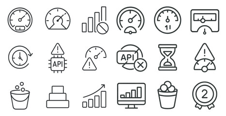 Poster - Black and white icon set depicting various performance and productivity.