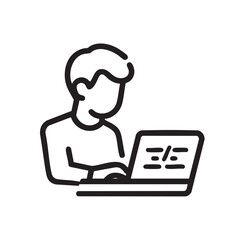 Fototapete - Coding session with a focused individual at a laptop desk
