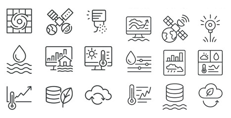 Fototapete - Icons representing various energy and environmental topics including technology.