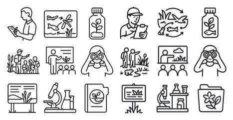 Poster - Medical icons depicting various healthcare activities and procedures in lineart.