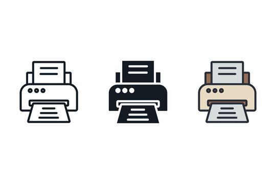 printer icons isolated on White Background. Flat style design
