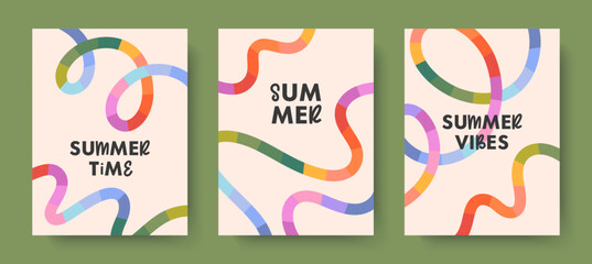 Wall Mural - summer abstract backgrounds with bright rainbow lines.modern illustrations with colorful shapes.summ
