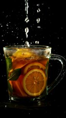 Poster - Refreshing Citrus Tea or Cocktail with Ice — Summer Drink
