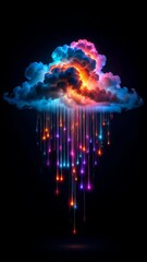 Poster - Colorful Cloud with Rain and Lightning — Creative Weather Animation
