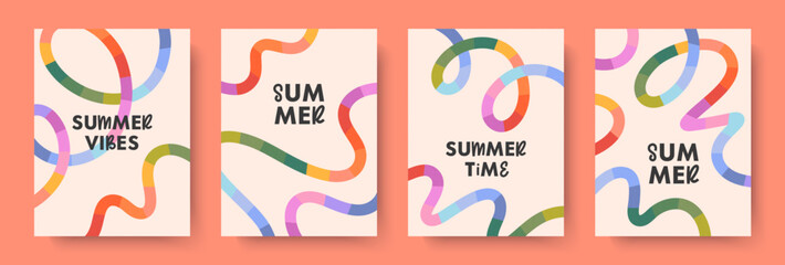 Wall Mural - summer vector illustrations with bright rainbow lines.abstract backgrounds with multicolored dynamic