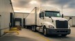 © phj.domingos - Freight truck delivery at warehouse loading dock for logistics and transportation industry service needs