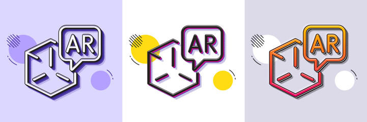 Poster - Augmented reality line icon. Halftone dotted pattern. Gradient icon with grain shadow. VR simulation sign. 3d cube symbol. Line augmented reality icon. Various designs. Vector