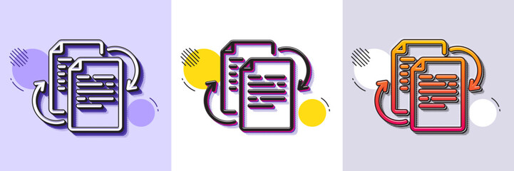 Poster - Documents workflow line icon. Halftone dotted pattern. Gradient icon with grain shadow. Doc file page sign. Bureaucracy symbol. Line bureaucracy icon. Various designs. Vector