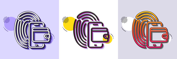 Poster - Wallet line icon. Halftone dotted pattern. Gradient icon with grain shadow. Money purse sign. Fingerprint cash symbol. Line wallet icon. Various designs. Vector
