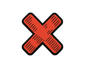 Poster - Bold Red Cross Mark with Black Outline and Hatching - Error, Rejection, and Cancellation