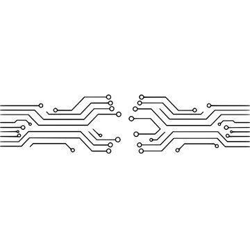 Minimalistic black and white line circuit design for icons and graphics  