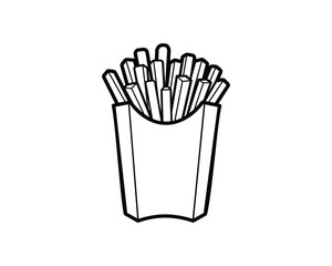 Poster - Crisp French Fries in Classic Container Line Art for Food-Related Designs