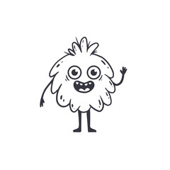 Wall Mural - cute monster isolated on white background for coloring pages, magazines. Alien, cartoon character. Sketch, doodle. Vector illustration
