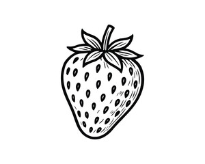 Poster - Detailed Strawberry Illustration Fresh Fruit Delightful Berry Sweet Treat Black and White