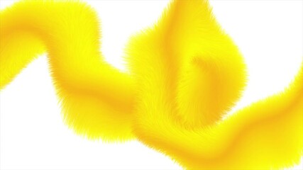 Poster - Abstract yellow 3D twisted wave shape with fluffy fur texture elegant background. Seamless looping motion design. Video animation Ultra HD 4K 3840x2160