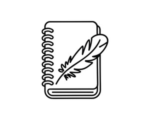 Poster - Simple Notebook and Feather Pen Icon with Bold Outline for Creative Design
