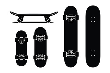 Poster - Skateboard Silhouette Collection Various Views Skateboarding Sport Vector Illustration