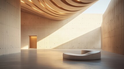 Poster - Modern architecture featuring a sleek interior space with natural light illuminating a minimalist design