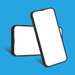 Poster - Horizontal and Vertical Smartphone Mockup – Blank Mobile Phone Front, Side and Perspective View for App UI, UX Presentation, and Vector Design