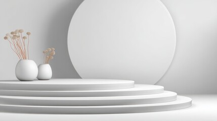 Fototapete - Minimal background. podium and white background for product presentation. 3d rendering illustration.