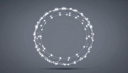 Poster - Abstract digital network circle composed of interconnected glowing dots and lines representing technology communication and innovation concepts