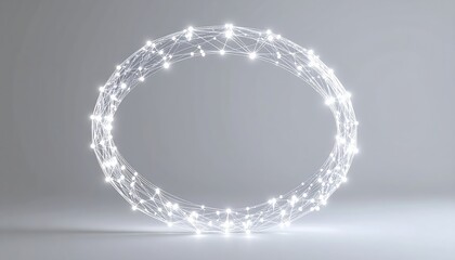 Poster - Futuristic digital circular network composed of glowing interconnected points and lines representing technology innovation and digital connection concept