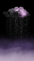 Wall Mural - vertical dark cloud with lightning spilling raindrops 4k loop features a dark morphing cloud filled 
