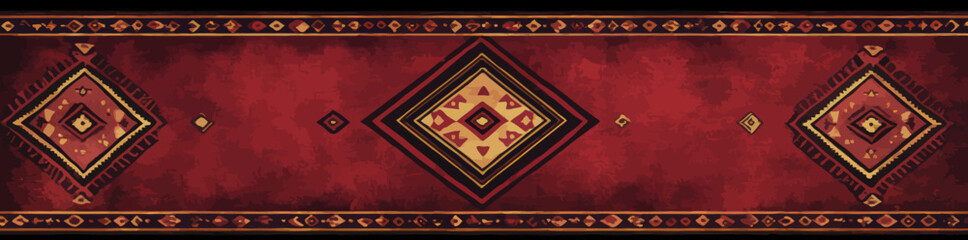Poster - The modern design of this colorful aztec southwestern kilim geometric table runner pattern takes inspiration from traditional Native American runner rugs and can be applied to various home decor
