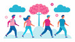 © Justlight - Memory WalkRun Participating in a community memory walk or run not only raises awareness for brain health and related diseases but also promotes physical exercise and social. Vector illustration