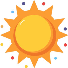 Poster - Cheerful sun illustration with colorful dots creating a festive atmosphere