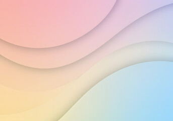 Fototapete - Pastel Gradient Abstract Background with Wavy Layers - Soft Colors, Modern Design, Digital Art.