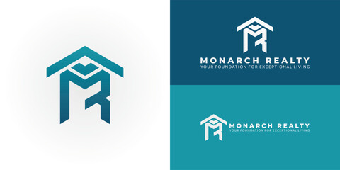 Poster - A modern MR monogram logo featuring a house motif, ideal for real estate and property development businesses. It is clean, professional, and symbolizes home and growth.