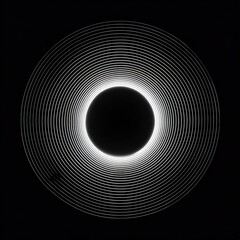 Fototapete - Geometric Radiance A Minimalist Masterpiece of Circular Motion Creating Luminous Gradients on Black Backdrop