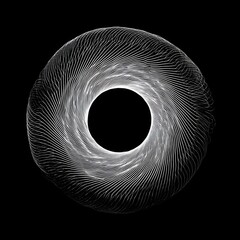 Poster - Flowing abstract white lines form a mesmerizing vortex against a deep black backdrop in minimalistic art