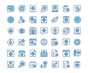 Poster - Target icons. Vector line icon set. Modern outline design. Blue concept