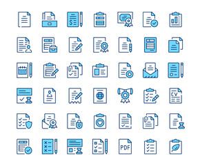 Poster - Document icons. Vector line icon set. Modern outline design. Blue concept