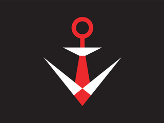 Poster - Minimalist Geometric Anchor with Triangular Flukes Nautical Symbol on Black Background