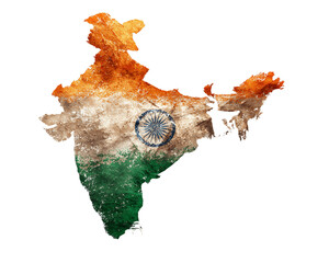 Poster - Distressed Grunge Texture Map of India, PNG