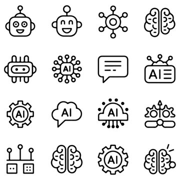 unique high quality artificial intelligence line icon set