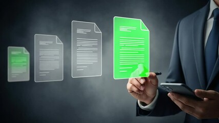Poster - A person signing a digital document with a stylus while holding a smartphone in their other hand