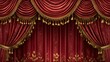 © Nardo leo - Luxurious ornate red theater stage curtain with golden tassels and rich elegant drapery in classic style setting