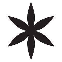 Poster - Simple black six petal flower silhouette isolated on a clean white background