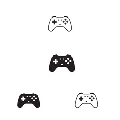 Fototapete - Collection of modern video game controllers in outline and solid black silhouette styles