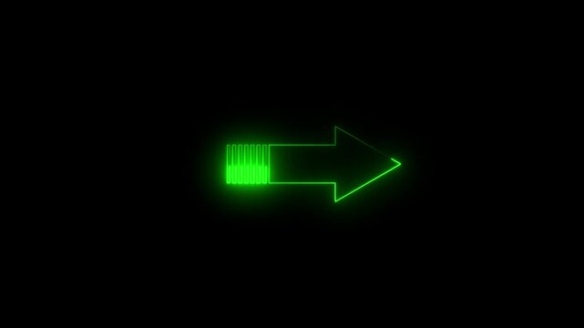 glowing neon Abstract beautiful neon arrow icon animation black background arrow icon.